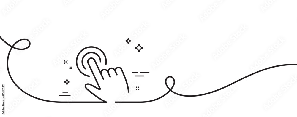 Poster hand cursor line icon. continuous one line with curl. click action sign. finger pointer symbol. curs