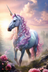 Magical cute unicorn Ai generative