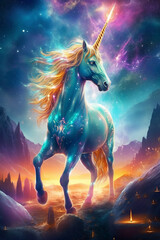 Plakat Magical cute unicorn Ai generative
