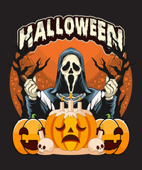 Halloween illustration t-shirt png, Halloween t-shirt png,illustration png file, halloween illustration,illustration tshirt,illustration design,t shirt graphic,t shirt print,t shirt graphics,Halloween