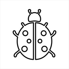 Vector black line flat icon illustration of a ladybird.