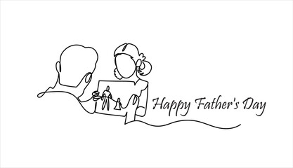 Happy Father's day continuous line drawing vector illustration 
