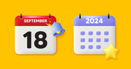 18th day of the month icon. Calendar date 3d icon. Event schedule date. Meeting appointment time. 18th day of September month. Calendar event reminder date. Vector