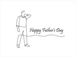 Happy Father's day continuous line drawing vector illustration 