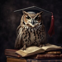 Academic Excellence Captured in a Realistic Owl Portrait - Generative AI