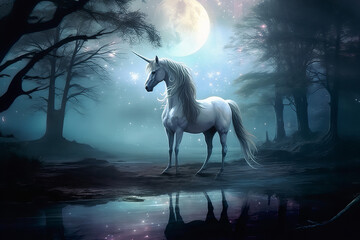 Obraz na płótnie Canvas Magical cute unicorn Ai generative