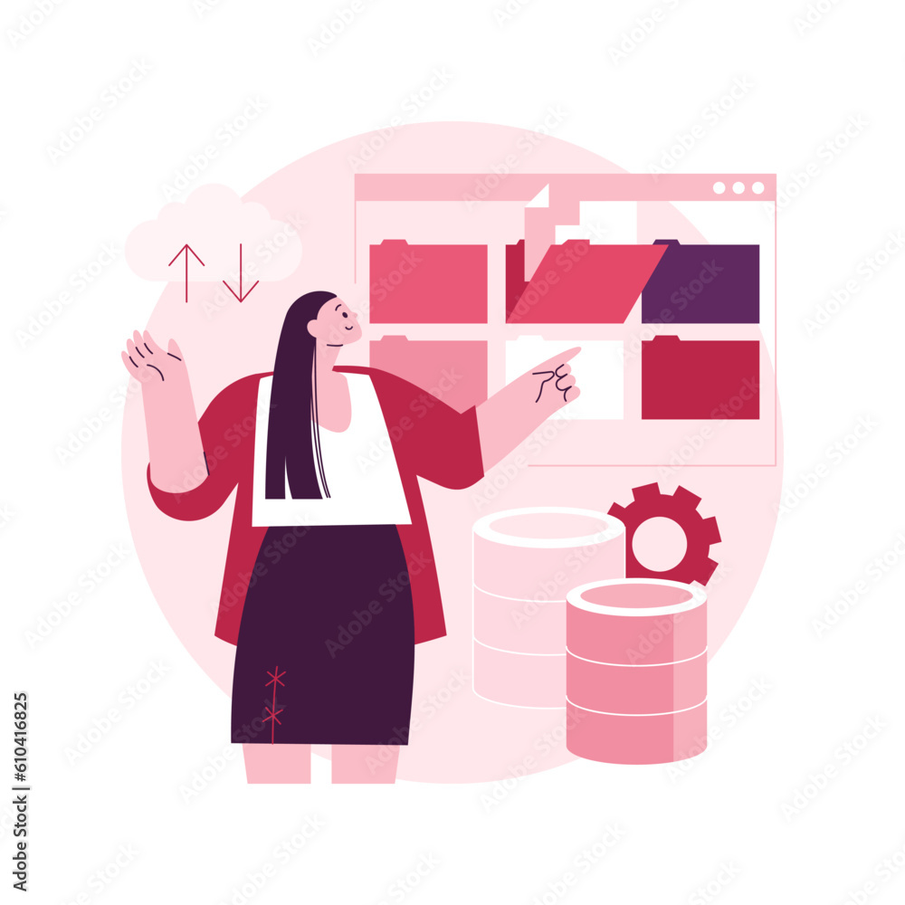 Poster database abstract concept vector illustration. online database, data architecture, information stora