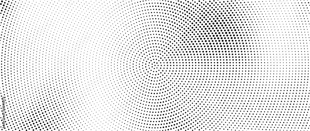 Aufkleber radial halftone spotted gradient background. dotted stains concentric texture with fading effect. bl