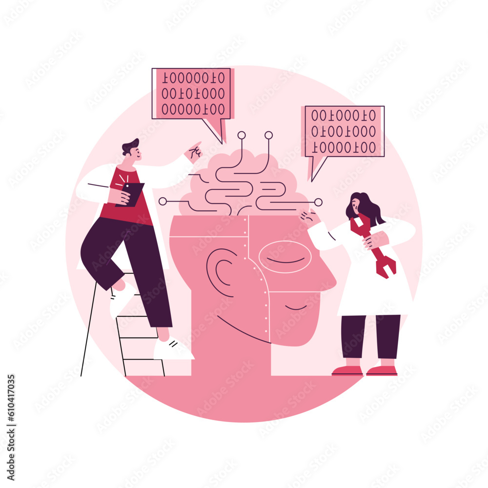 Poster artificial intelligence abstract concept vector illustration. machine learning, data science, artifi