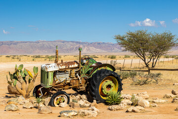 Rusty abandoned car wreck in desert, Solitaire, Namibia, Africa