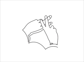 A hand-making a hashtag line drawing 