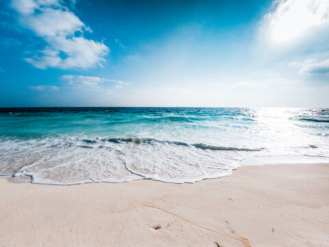 amazing tropical beach background white sand and clear blue water - Powered by Adobe