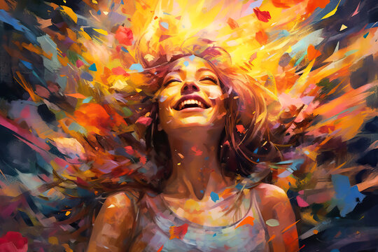 Abstract illustration of happiness, generative ai