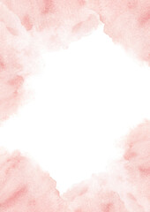 Fototapeta premium Watercolor template. Hand-drawn pink watercolor splashes on a white background. Perfect for save the date, wedding invitations, postcards, banners, logo