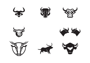 Obraz premium minimal style bull LOGO design illustration and white background