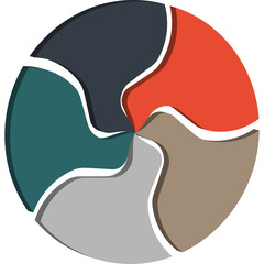 Infographic 3D Pie Flow Chart Diagram with 8 Sections