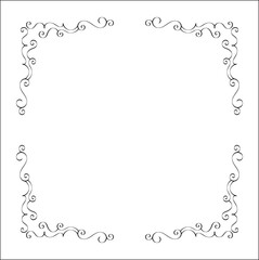 Elegant black and white monochrome ornamental border for greeting cards, banners, invitations. Vector frame for all sizes and formats. Isolated vector illustration.