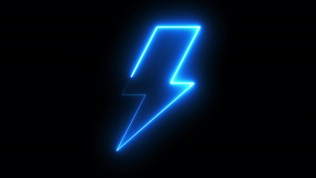 Neon lightning bolt. Computer generated 3d render