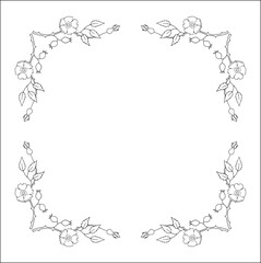 Vegetal ornamental frame with roses, decorative border for greeting cards, banners, invitations. Isolated vector illustration.