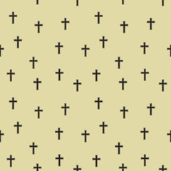 Catholic cross seamless pattern in black color