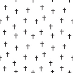 Catholic cross seamless pattern in black color
