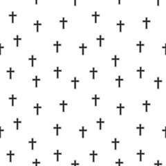 Fototapeta premium Catholic cross seamless pattern in black color