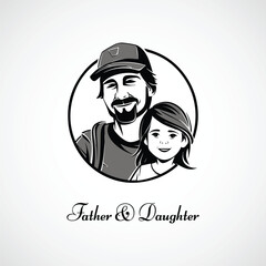 Father's Day Vector, Father and Daughter Icon