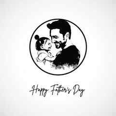 Happy father's day dad and daughter vector design illustration