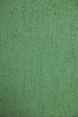 Background of a green painted textured wall inside a house. Wallpaper for painting green color with uneven surface. The concept of green paintable wallpaper.