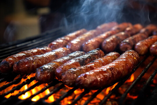 BBQ tradition, South African braai showcasing mouthwatering borewors sausage Generative AI