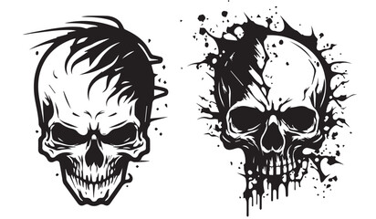 Human skulls vector illustration silhouette shapes - obrazy, fototapety, plakaty