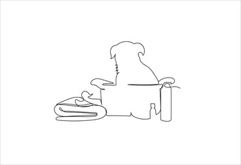 Drawing of Dog bath vector illustration 