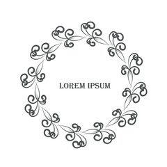 Monochrome round frame geometric pattern, Lorem Ipsum stock vector illustration for web, for print, for price tag