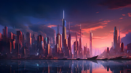 Futuristic cityscape. Generated AI