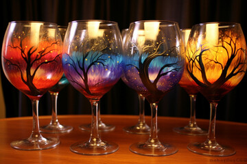 Captivating Wine Glass Painting on White Background