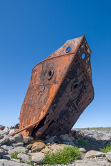 Rusted remains of a freighter. Plassey Shipwreck. Front