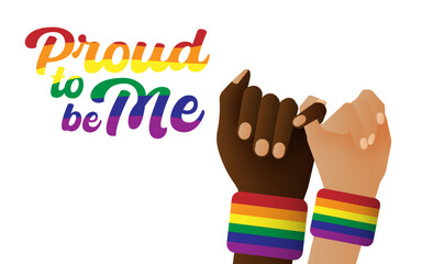 Hands With Rainbow Bracelet LGBT Pride Flag, Hands Together, Different Skin Color, Pride Yourself, Pride Month Card Design