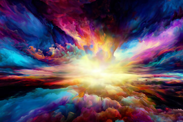 Fototapeta premium colorful clouds explosion background space generated by Ai