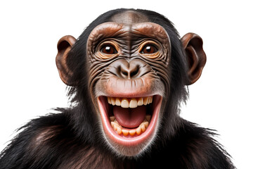 A monkey with its mouth open and it's mouth wide open. Isolated
