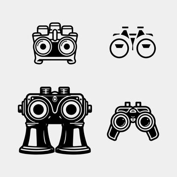 set of binoculars icon. black on a white background