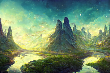 Fantasy dream landscape generated by ai