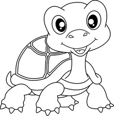 Turtle cartoon line art for coloring book 
