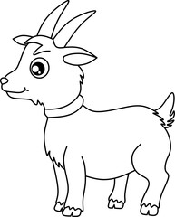 Little goat cartoon line art for coloring book.