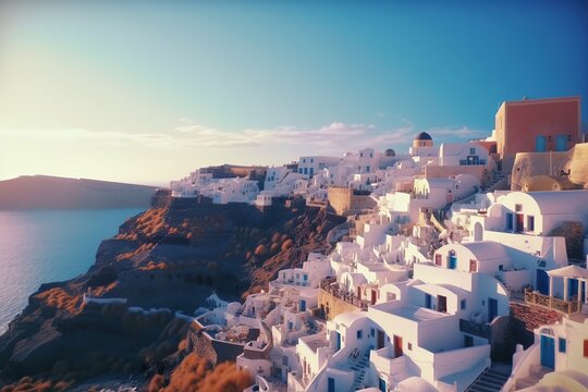 Santorini Grce romantic holiday destination , generative artificial intelligence

