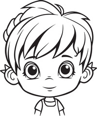 A cute boy, colouring book for kids, vector illustration