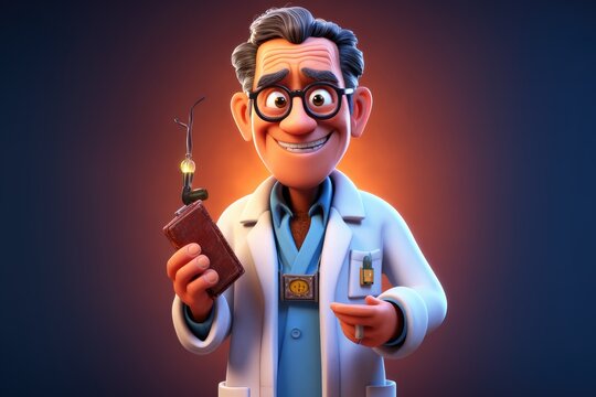 Cartoon Doctor With Glasses, Ai