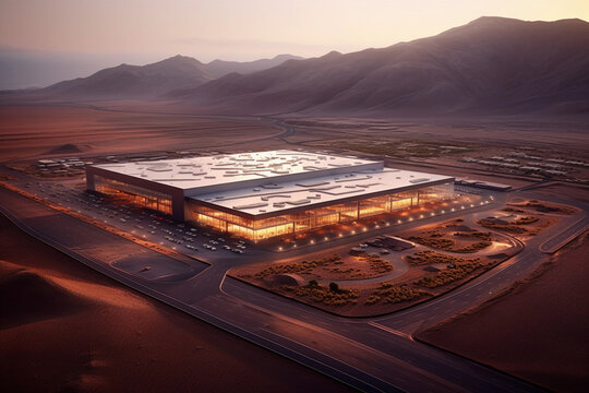 Futuristic electrical car factory