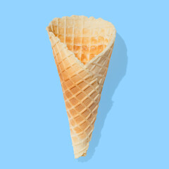 ice cream cone on blue pastel background