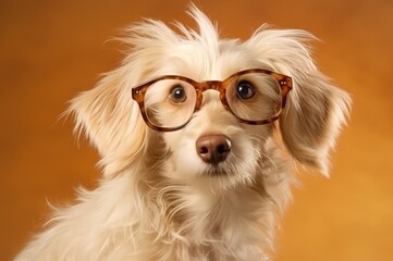 Naklejka premium Portrait of a stylish dog in glasses close-up. Generative AI