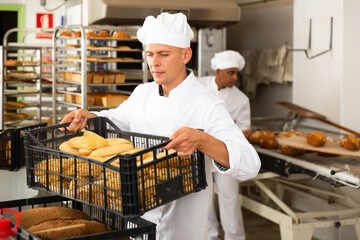 portrait of european male baker in bakery